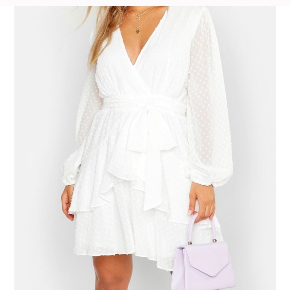 Plus Ruffle Hem White Skater Dress Sz 18